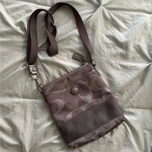Coach silver / gray crossbody purse